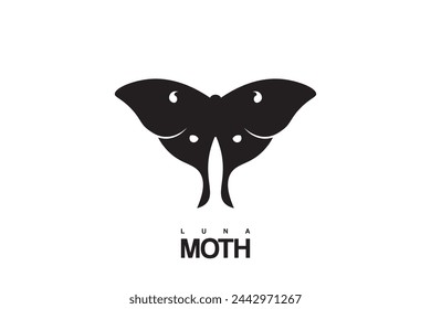 Simple isolated black moth or butterfly on white background,Insect silhouette vector.