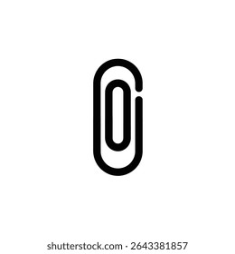 Un simple clip de papel negro aislado se muestra sobre un fondo blanco, ideal para ilustrar papelería, suministros de oficina o Elementos gráficos minimalistas.