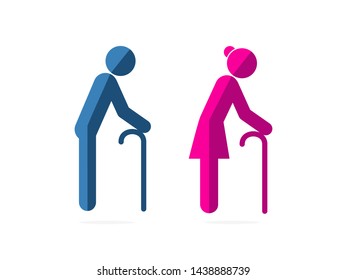 simple isolated blue old man and pink old woman sign on white background for icon, sign, logo etc. paperwork flat vector design.