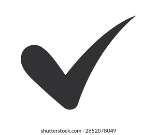 Marca de verificação simples e isolada em branco. Representa contrato, aprovação, confirmação ou conclusão de tarefa. Ideal para interfaces de usuário, listas de verificação ou projetos de design gráfico.