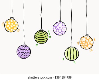 simple isolated childish hand drawing ceiling christmas ball element for wallpaper, background, texture, banner, label, cover etc. vector design