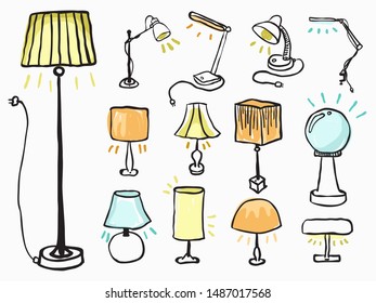 simple isolated childish hand drawing floor or table lamp element for wallpaper, background, texture, banner, label, cover etc. vector design