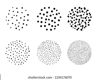 Simple Isolated Circles Stipple Dot Art Brush Set For Texture Background Vector Design