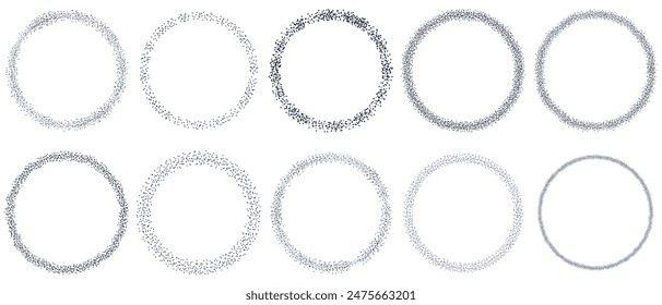 simple isolated circles stipple dot art brush set element for texture, wallpaper, banner, label, background etc. vector illustration