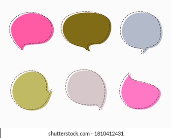 einfaches, isoliertes, buntes, niedliches Cartoon-Doodle-Text-Ballon-Sprachelement für Aufkleber, Banner, Etikett, Verkauf, Ankündigung, Diskussion, Chat-Massage-Karte, Notiz etc. Vektordesign.