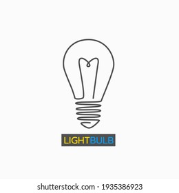simple isolated continuous line of light bulb, lamp, lighting on white background for icon, logo etc. solution, thinking, idea concept flat  vector design