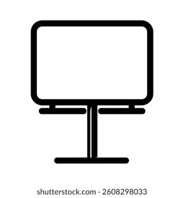 A simple and isolated design displays a retro television screen in a black outline, emphasizing its vintage style with a transparent background.