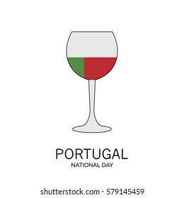 a simple isolated flat icon symbolizing a glass of wine produced in  Portugal for celebrating a national holiday