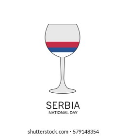 a simple isolated flat icon symbolizing a glass of wine produced in  Serbia for celebrating a national holiday