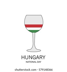 a simple isolated flat icon symbolizing a glass of wine produced in Hungary  for celebrating a national holiday