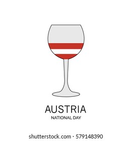 a simple isolated flat icon symbolizing a glass of wine produced in Austria  for celebrating a national holiday