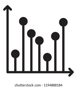A simple isolated glyph icon design of analytics 