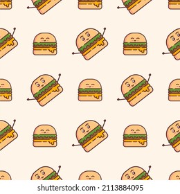 simple isolated hamburger and pattern background vector design.