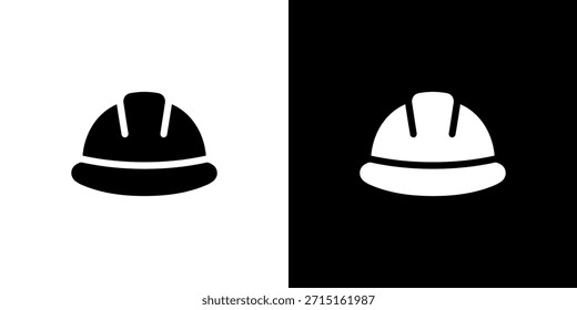 Simple aislado Hard Hat Minimalista Icono Gráfico en Blanco y Negro