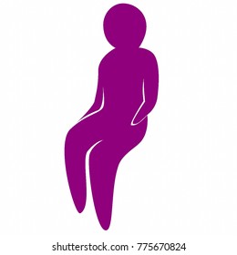Simple isolated human figure vector in flat purple.  Transparent background in vector file.