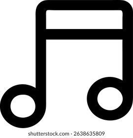 A simple, isolated music note icon. Perfect for representing music, audio, melody, or sound in various designs and applications.