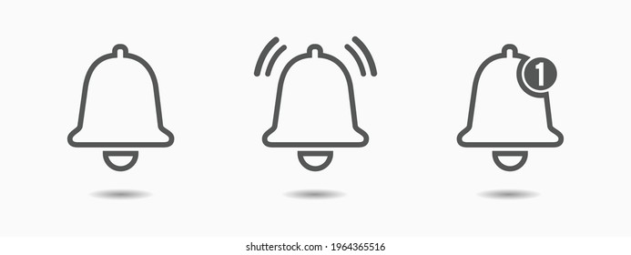 simple forma de contorno aislado conjunto de elementos de campana para icono, símbolos, signo, logotipo, sonido, masaje, interfaz, anuncio, alarma, notificación, etc. diseño de vector plano.