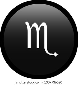 Simple isolated soft Black astrological zodiac Symbols sign Scorpio Scorpion circle button with inner shadow illustration in vector