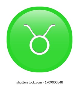 Simple isolated soft green astrological zodiac Symbols sign Taurus Bull circle button with inner shadow illustration in vector