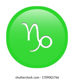 Simple isolated soft green astrological zodiac Symbols sign Capricorn Goat circle button with inner shadow illustration in vector
