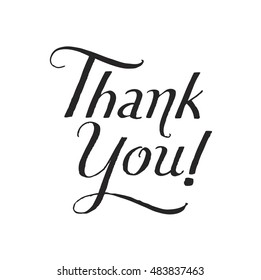 Simple isolated thank you calligraphy hand lettering with swashes. Vector illustration with custom typography. 