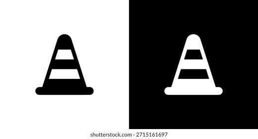 Icono de cono de tráfico aislado simple en estilo blanco y negro