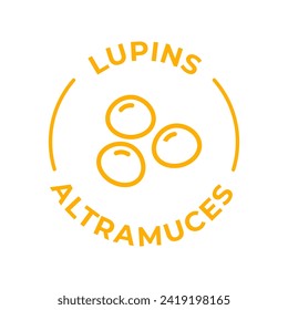 Simple Isolated Vector Logo Badge Ingredient Warning Label. Colorful Allergens icons. Food Intolerance Lupins. Written in Spanish and English