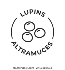 Simple Isolated Vector Logo Badge Ingredient Warning Label. Allergens icons. Food Intolerance Lupins. Written in Spanish and English