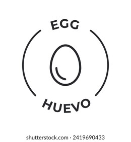 Simple Isolated Vector Logo Badge Ingredient Warning Label. Allergens icons. Food Intolerance Egg. Written in Spanish and English