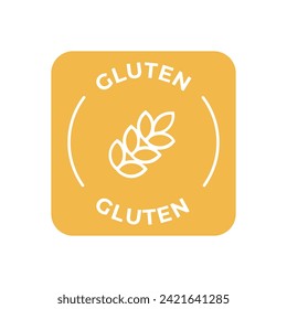 Simple Isolated Vector Logo Badge Ingredient Warning Label. Colorful Allergens icons. Food Intolerance Gluten. Written in Spanish and English