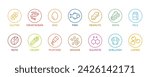 Simple Isolated Vector Logo Set Badge Ingredient Warning Label. Colorful Allergens icons. Food Intolerance. The 14 allergens required to declare written in english
