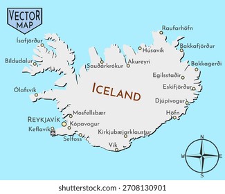 Mapa de Vector aislado simple de la isla europea de Islandia.	