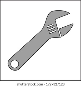 Simple isolated wrench silhouette, Maintenance symbol