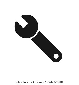 Simple isolated wrench silhouette, Spanner icon,  Repair / Maintenance symbol