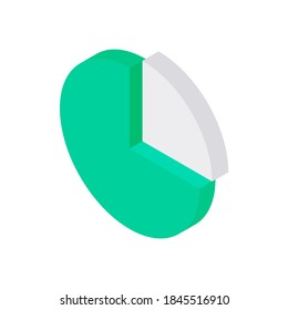 Simple isometric 3d vector icon of business pie chart with cut section for marketing research and strategy concept isolated on white background