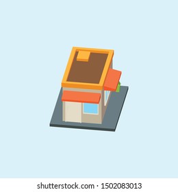 Simple isometric building represented house or store