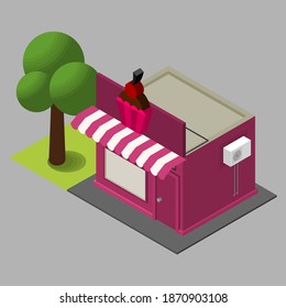 diseño isométrico simple pastel y construcción de panadería variante 01