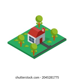 simple isometric house in the forest