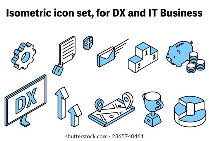Einfache isometrische Icons für DX- und IT-Unternehmen