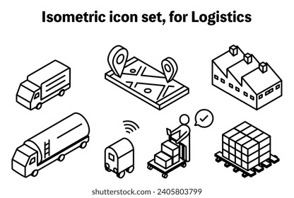 Simple isometric icon set for DX of logistics and distribution systems