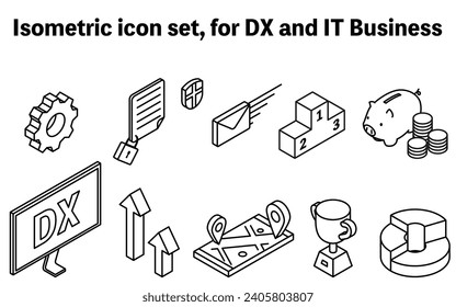 Simple isometric icon set for DX and IT business