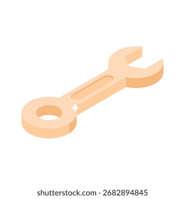 A simple isometric icon of wrench in modern design style