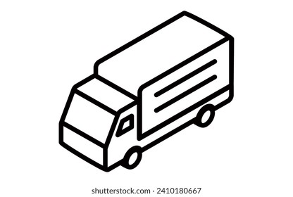 Simple isometric illustration of a cargo truck, transportation, logistics, distribution, etc.