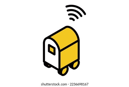 Simple isometric illustration of a delivery robot, transportation, logistics, distribution, etc.