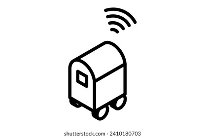 Simple isometric illustration of a delivery robot, transportation, logistics, distribution, etc.