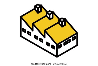 Simple isometric illustration of a factory, manufacturing, logistics, distribution, etc.