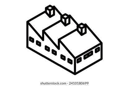 Simple isometric illustration of a factory, manufacturing, logistics, distribution, etc.