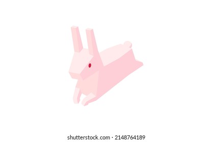 Simple isometric illustration of a jumping rabbit.