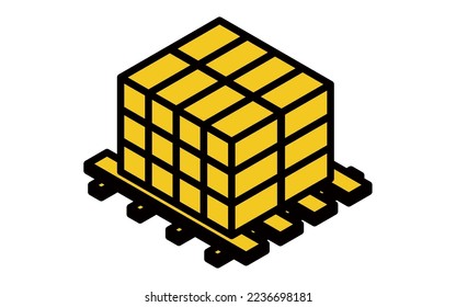 Simple isometric illustration of loads on pallets, logistics, distribution, etc.