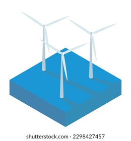 It is a simple isometric illustration of offshore wind power generation.